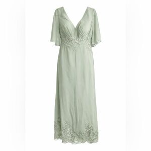 Elegant Green Embroidered Dress